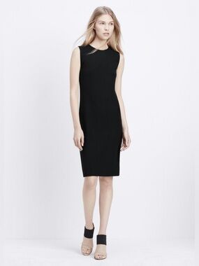 VINCE Ribbed Sleeveless Sheath Dress | Black